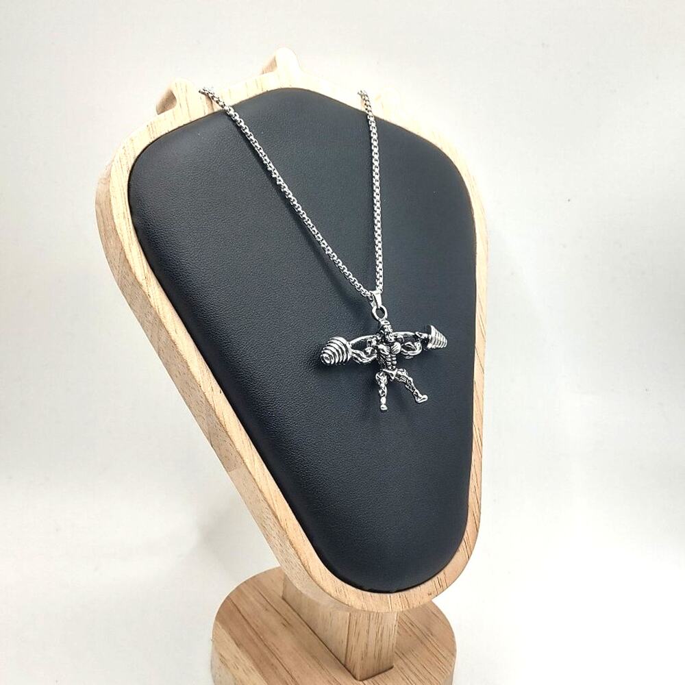 Stainless Weightlifting Necklace Fitness Exercise Bodybuilding Birthday Gift NEW